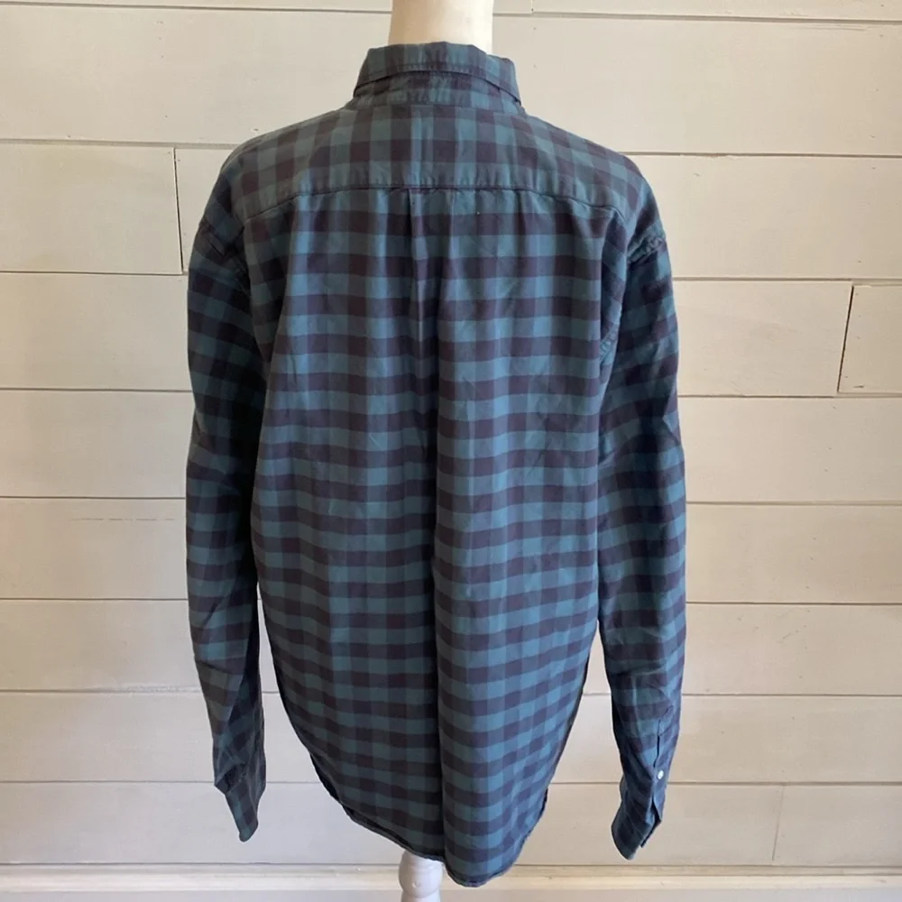 J. Crew Slim All Cotton Oxford. Size L. Blue plaid. Button-down. Vintage.